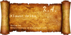 Klausz Arika névjegykártya